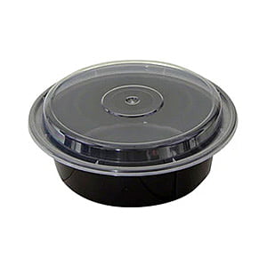 MAP71007 : Maple 6" Round Container Combo,18oz,  BLACK with CLEAR Lid, 150 sets/box
